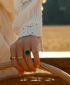 Silver blue flower ring