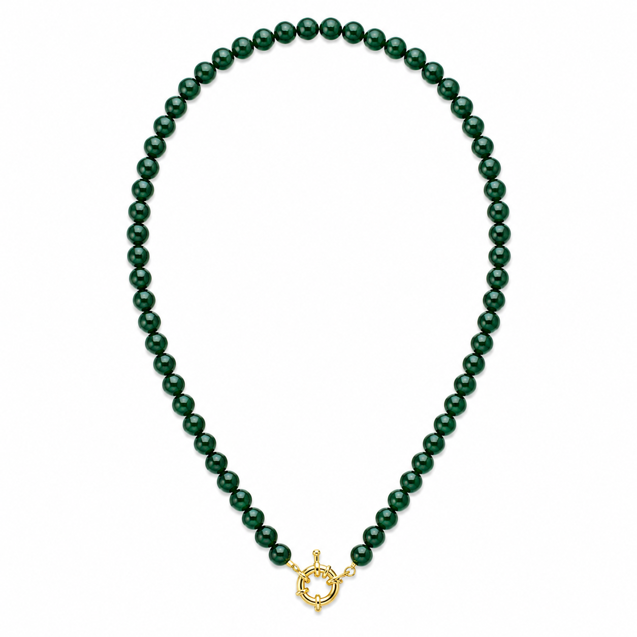 Necklace green stone with big lock
