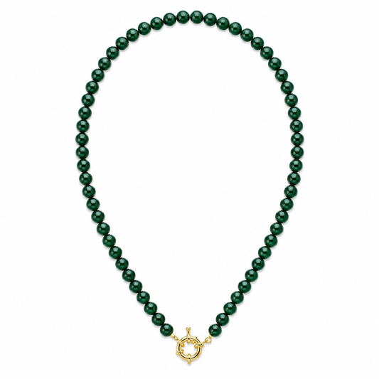 Necklace green stone with big lock
