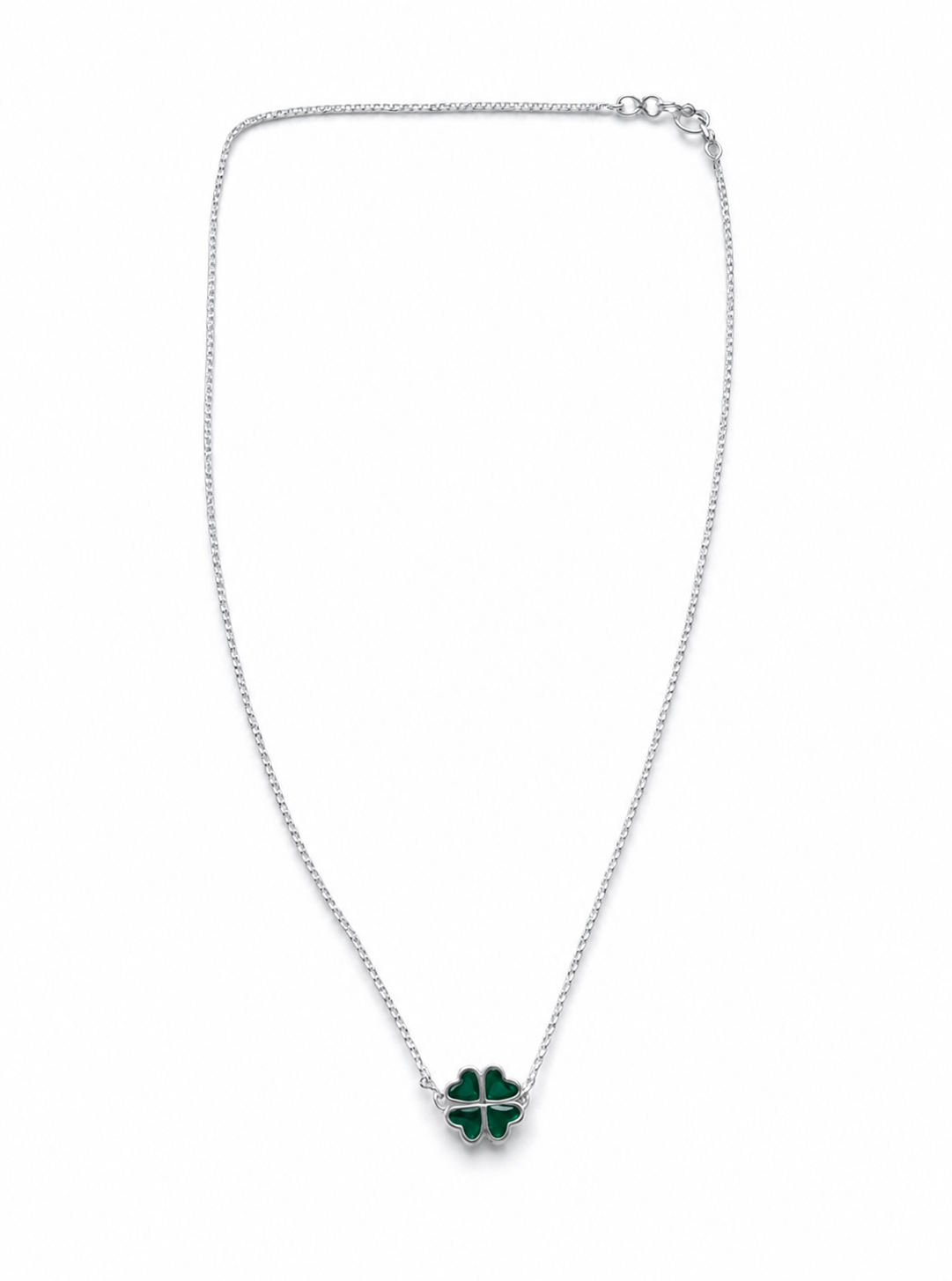 Silver necklace clover