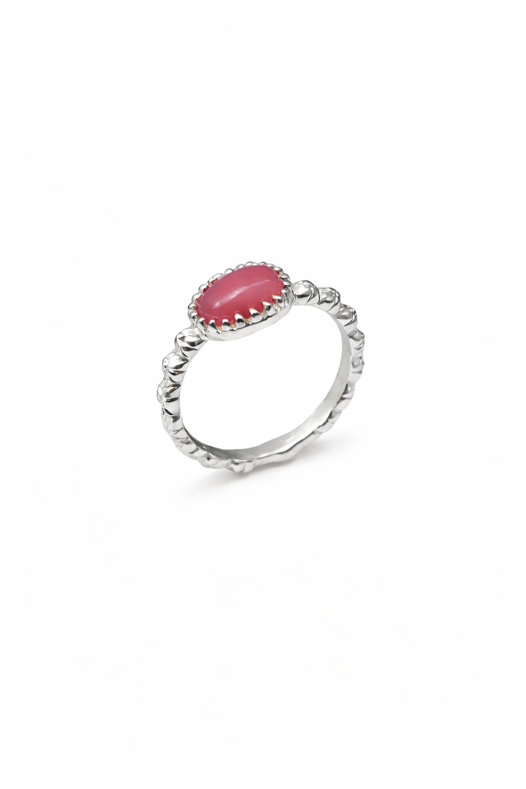 Oval pink stone ring brass/ s-p