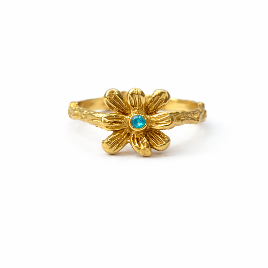 Brass flower twig ring