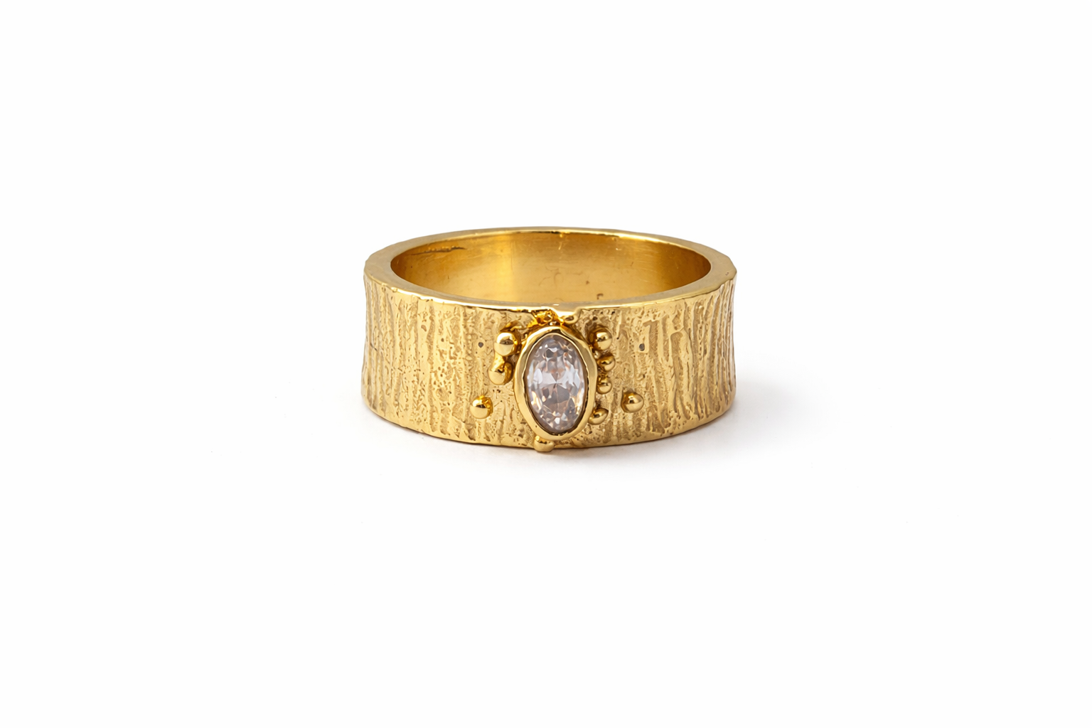Brass thick dot stone ring