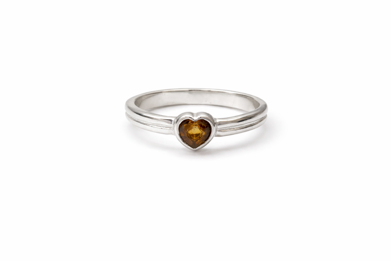 Citrine heart pink ring brass/s-p
