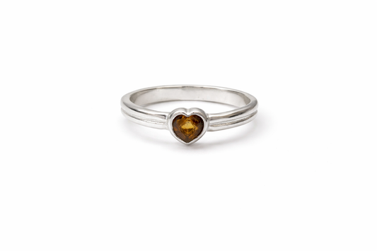 Citrine heart pink ring brass/s-p