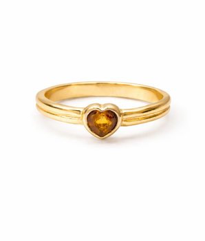 Brass citrine heart pink ring