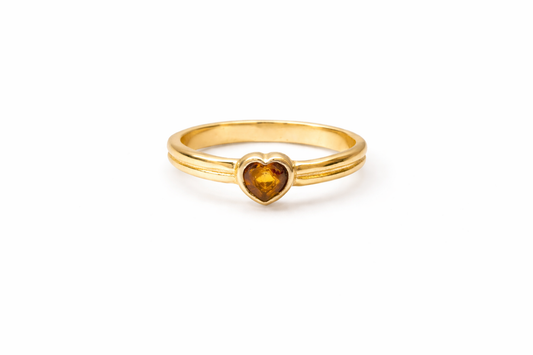Brass citrine heart pink ring