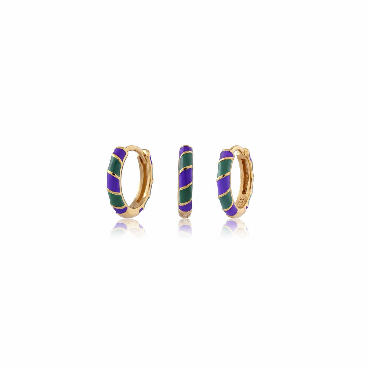 Purple green hoop earring g-p