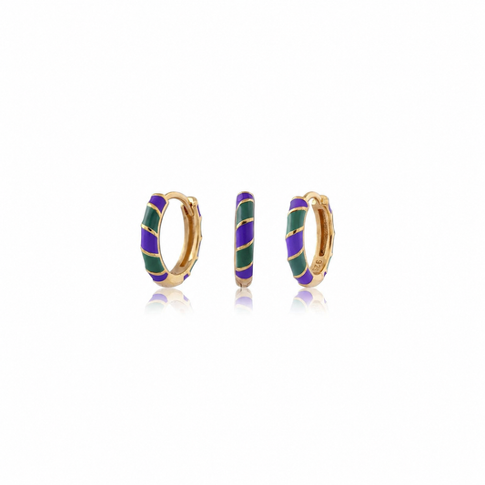 Purple green hoop earring g-p