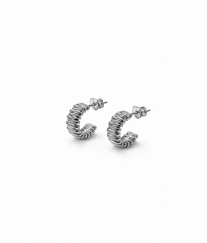 Silver multi bar hoop stud earring