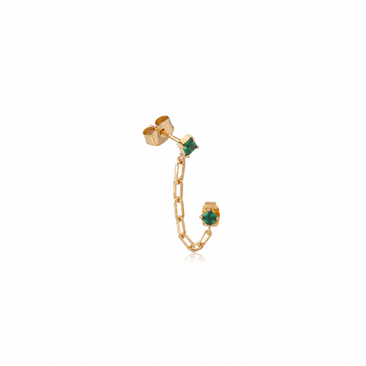 Double stone stud earring brass/ g-p per piece