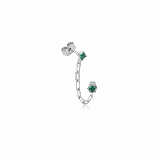 Double stone stud earring brass/ s-p per piece