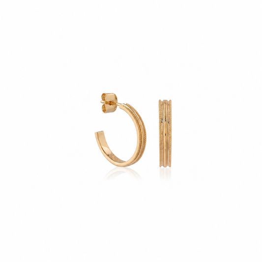 Stud stripe hoop brass/ g-p