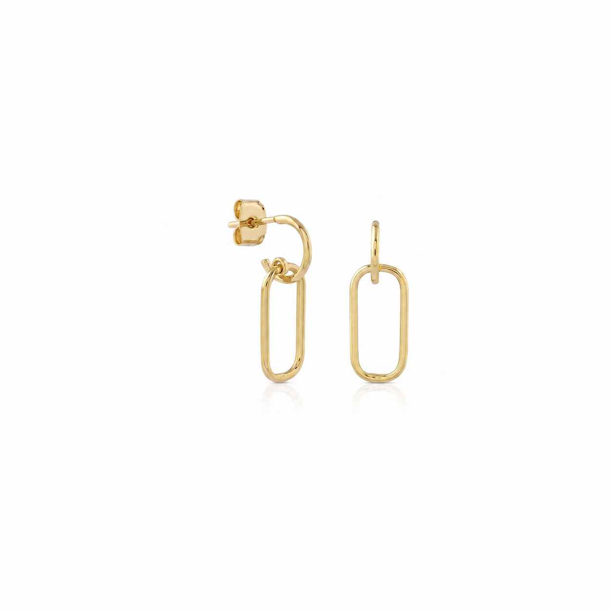Double square stud hoop brass/ g-p