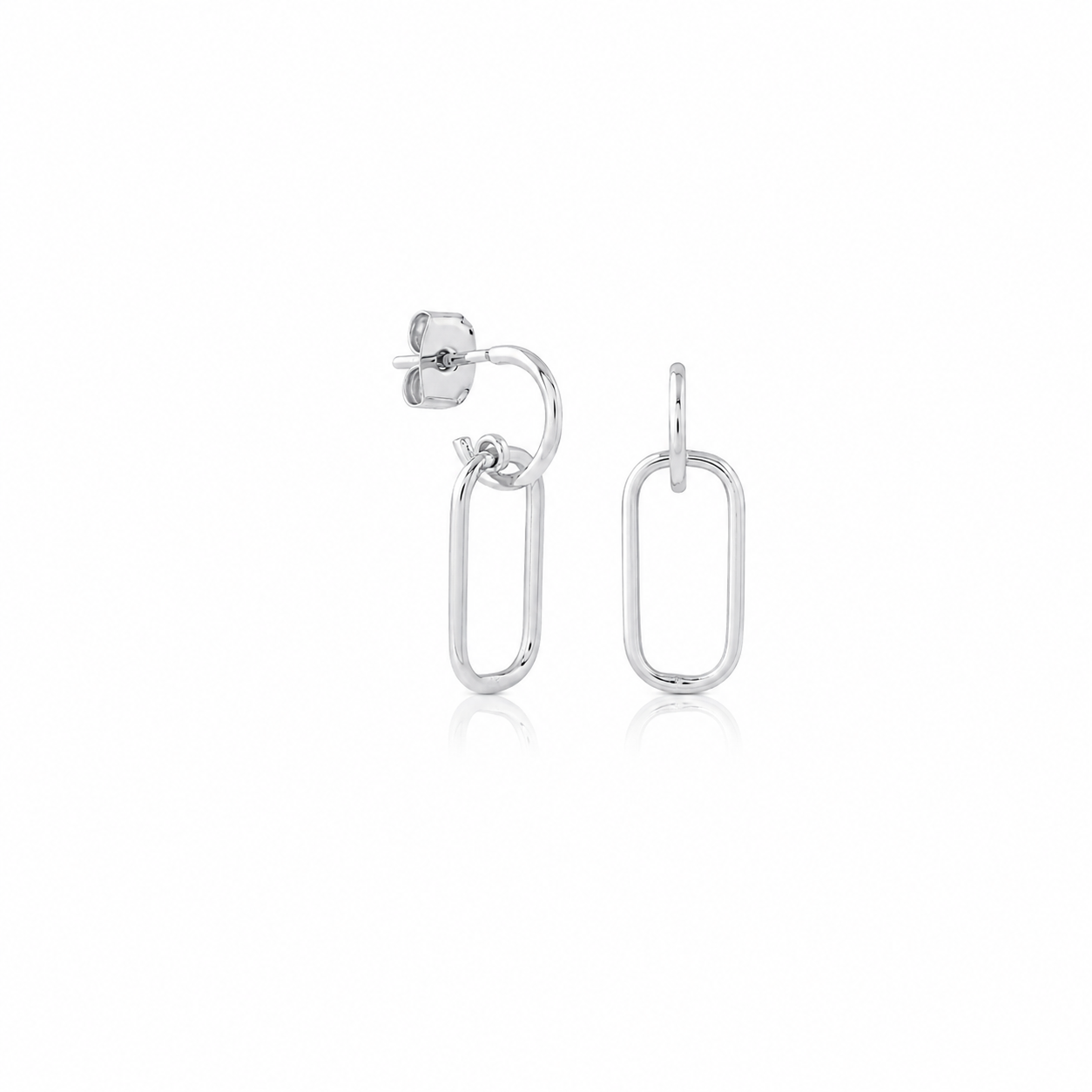 Double square stud hoop brass/ s-p