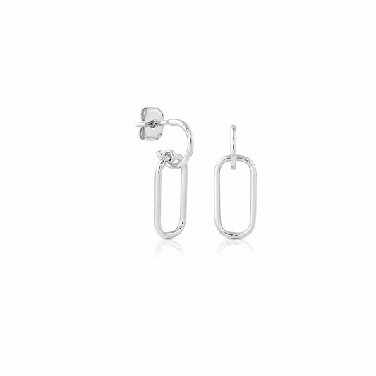 Double square stud hoop brass/ s-p
