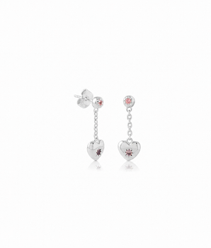 Heart chain stud earring brass/ s-p