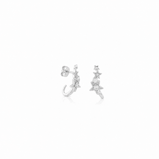 Falling star earring brass/ s-p