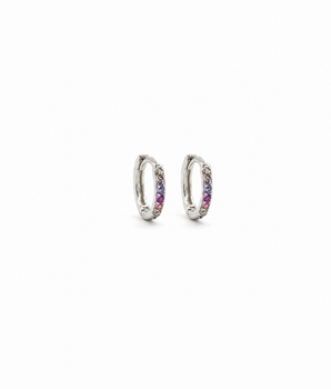 Hoop tiny rainbow silver