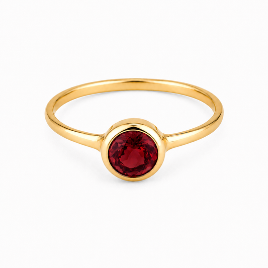 Brass round garnet ring