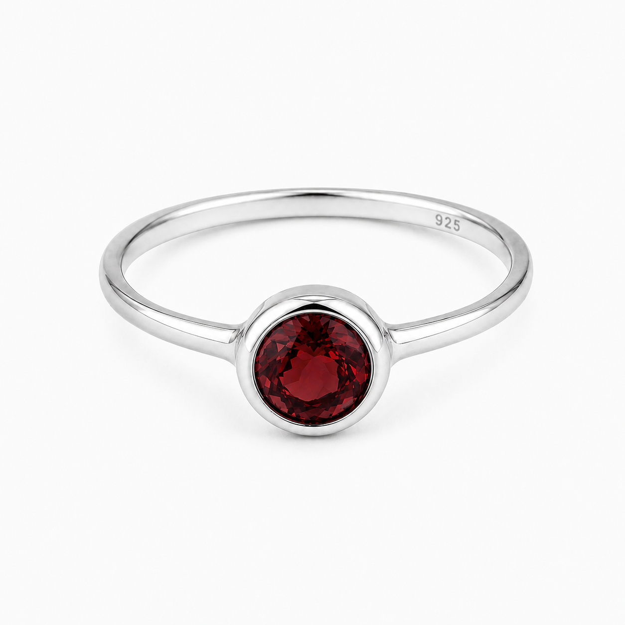 Round garnet ring brass/ s-p
