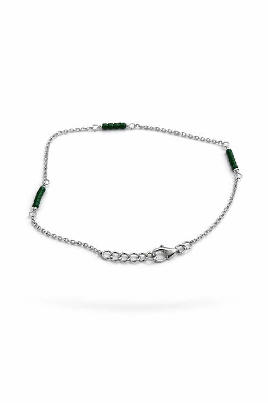 Silver bracelet green stone