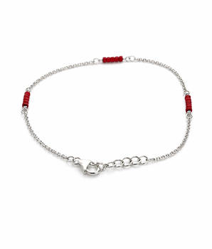 Silver bracelet red stone