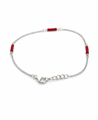 Silver bracelet red stone