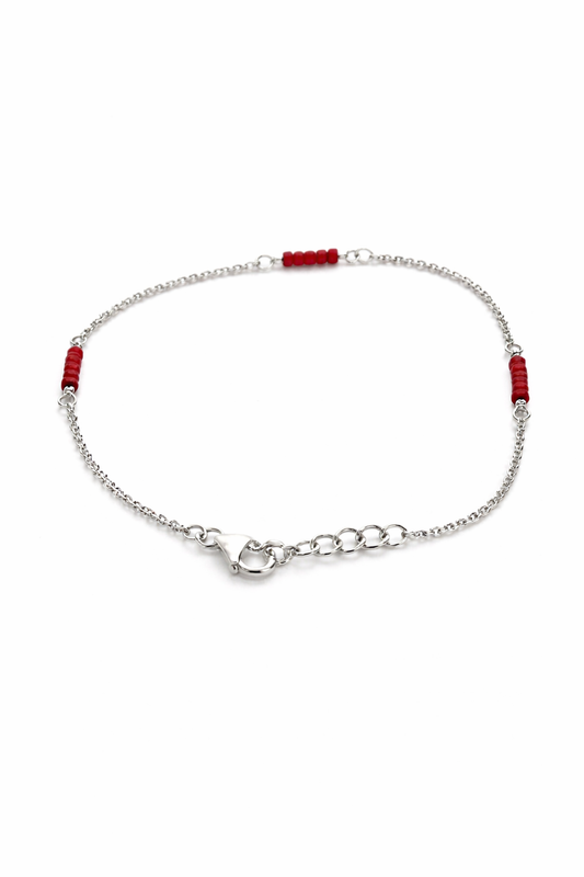 Silver bracelet red stone
