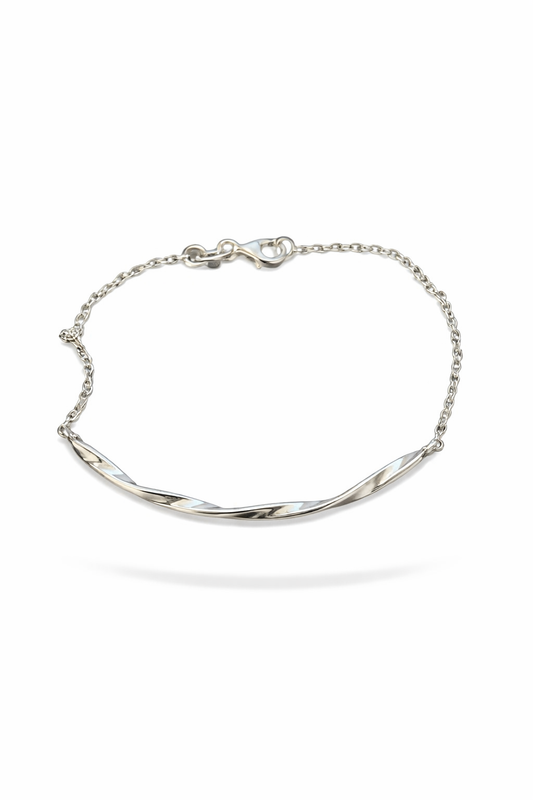 Silver bracelet twisted bone