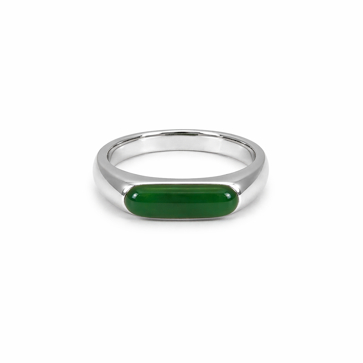 Green signet ring brass/ s-p