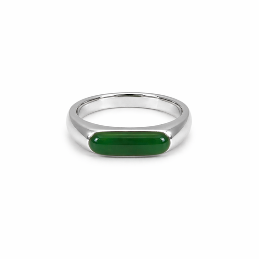Green signet ring brass/ s-p
