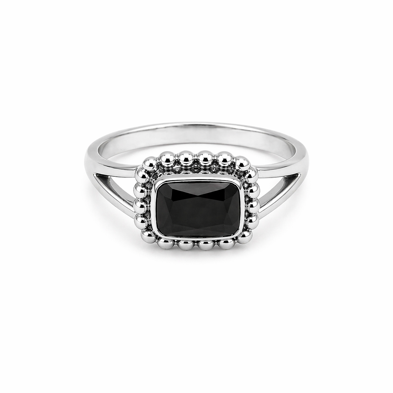 Black zircon dot ring brass/ s-p