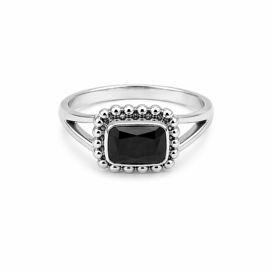 Black zircon dot ring brass/ s-p