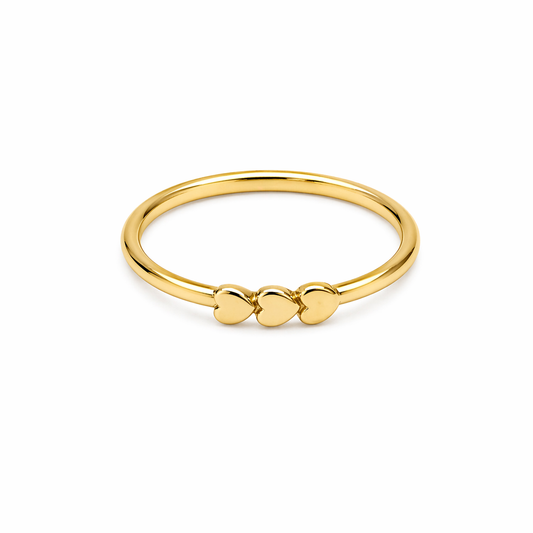 Brass triple tiny heart ring