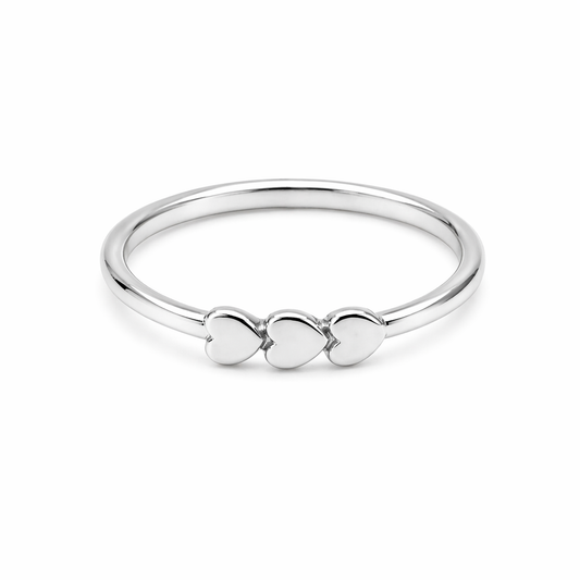 Triple tiny heart ring brass/ s-p