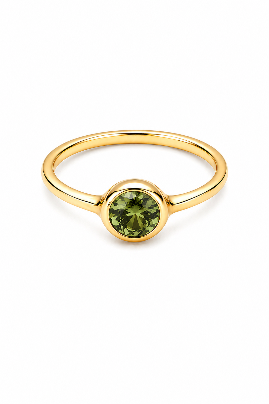 Brass round peridot ring