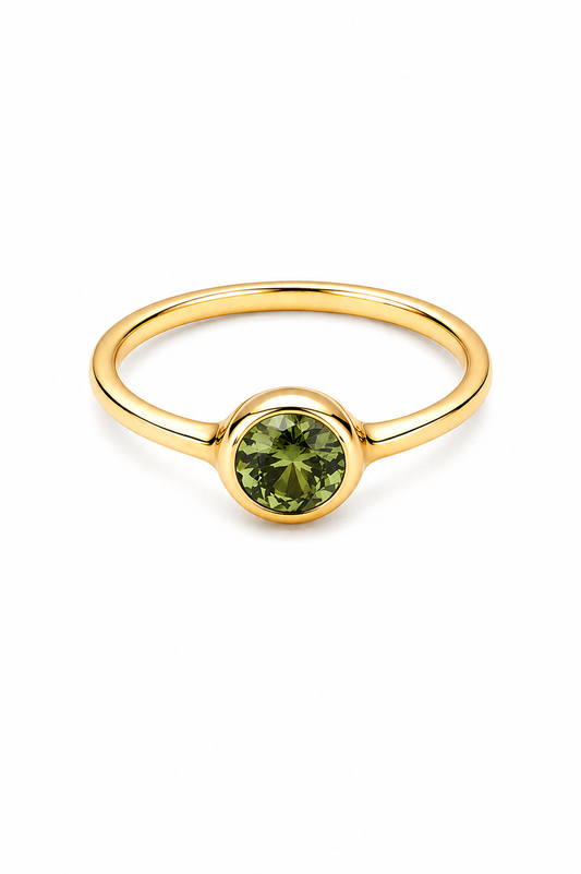 Brass round peridot ring
