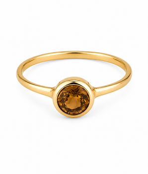 Brass round citrine ring