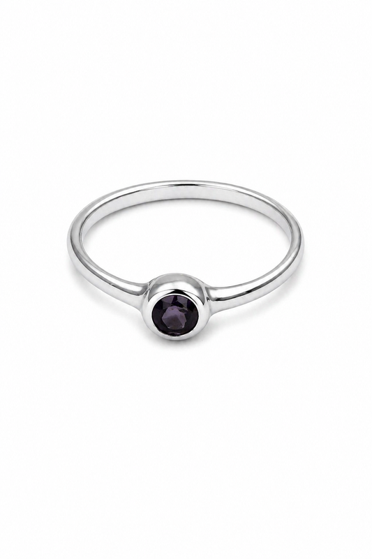 Round amethyst ring brass/ s-p