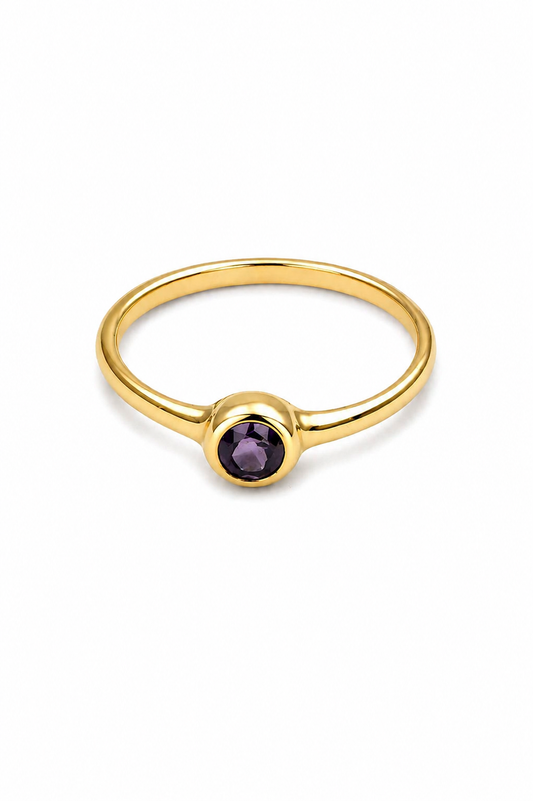 Brass round amethyst ring