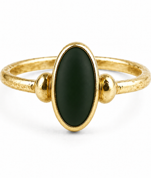 Brass dark green resin oval