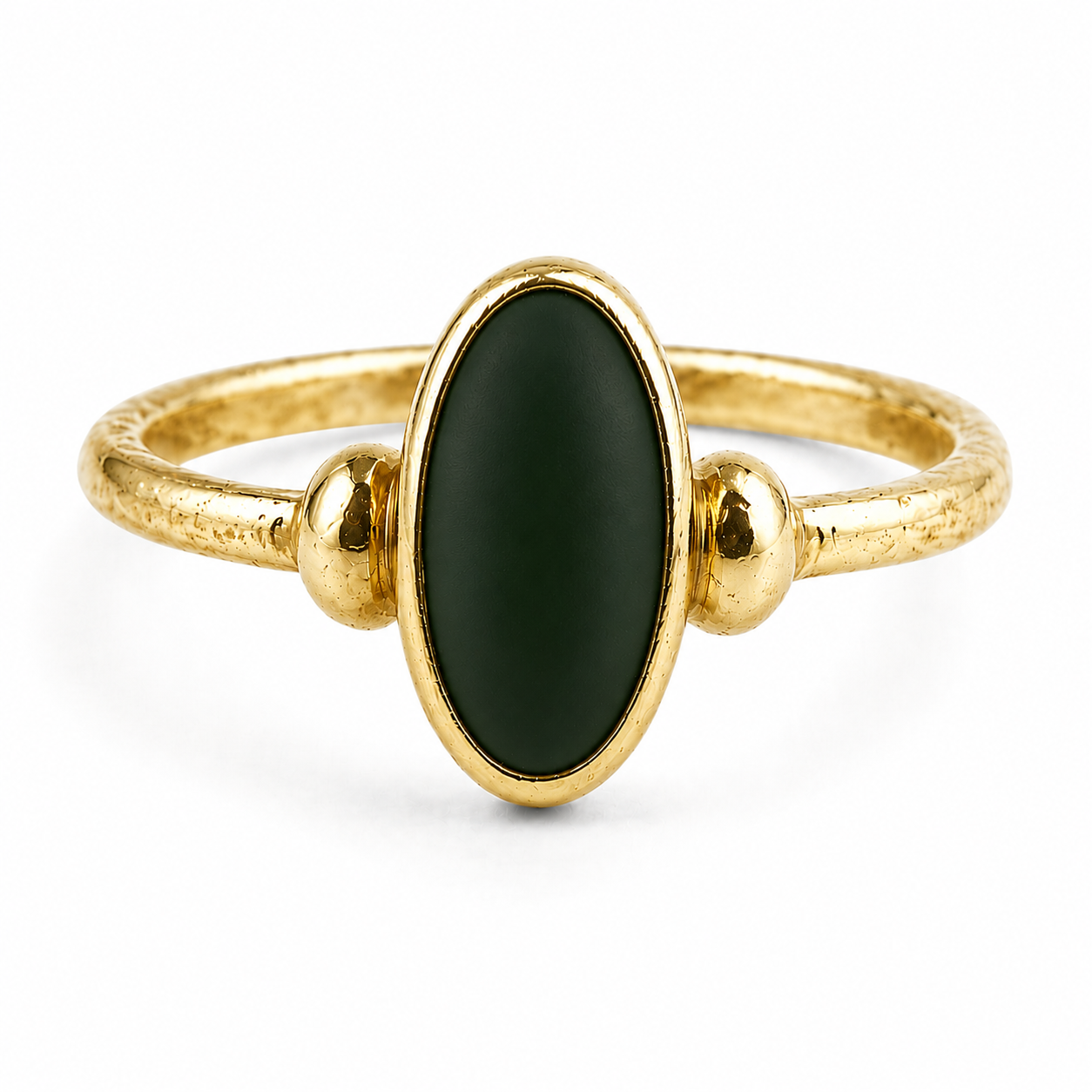Brass dark green resin oval