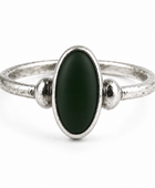 Silver dark green resin oval