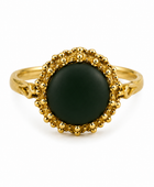 Brass dark green resin dot ring