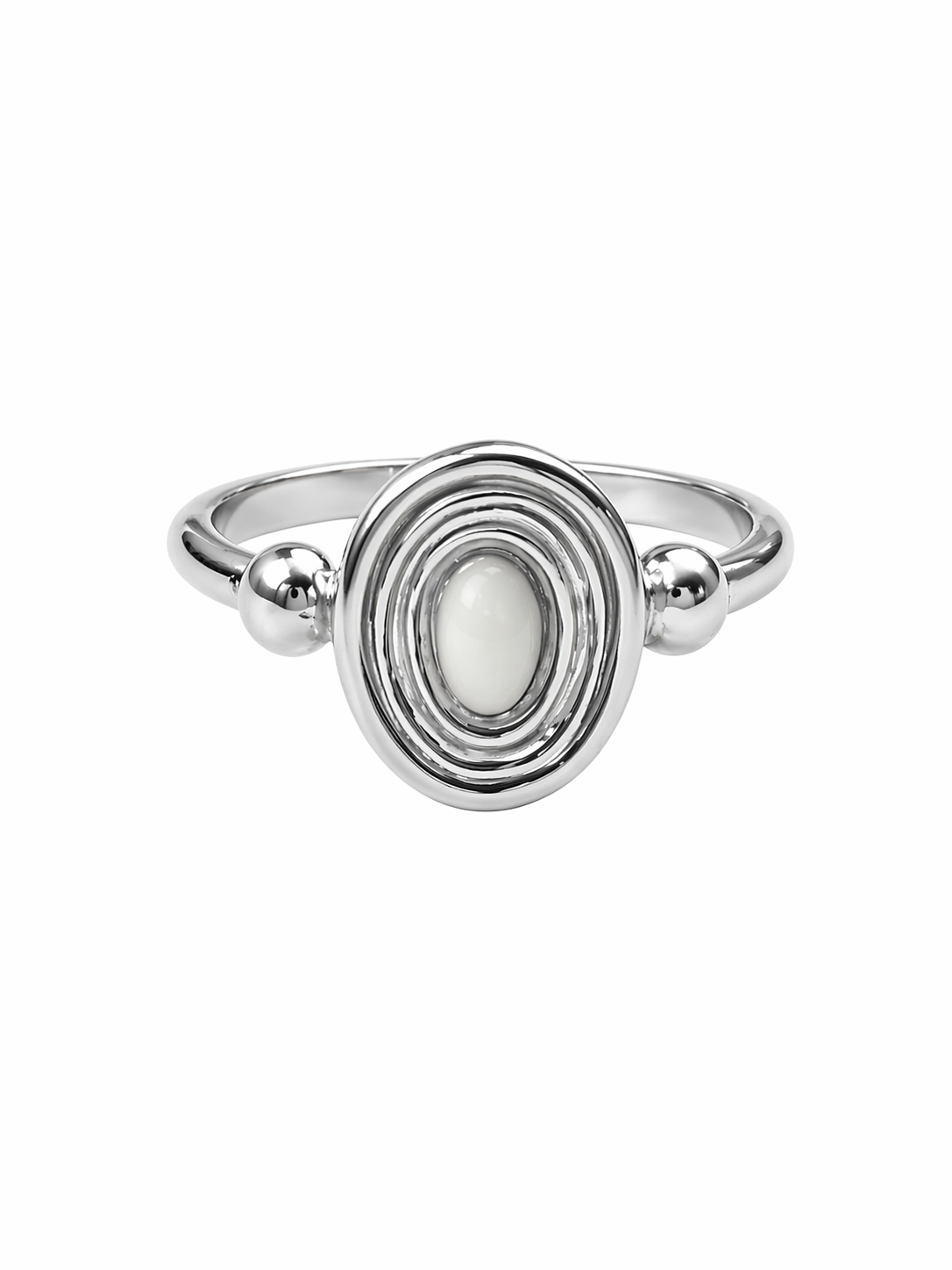 Ring oval white catseye brass/ s-p