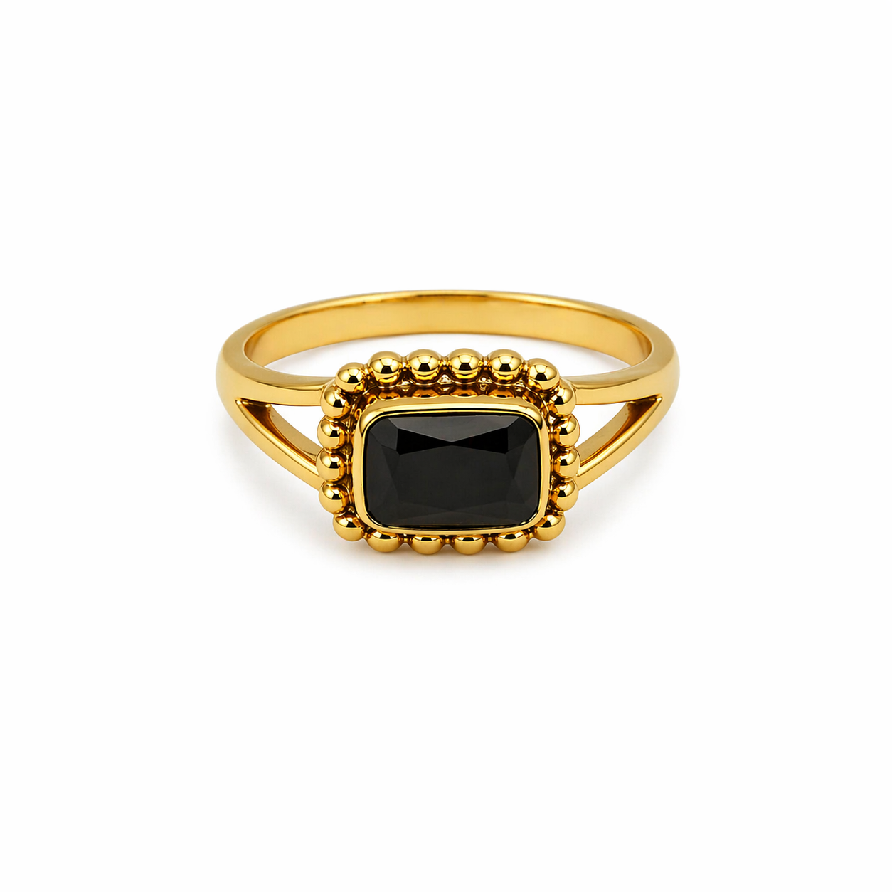 Brass black zircon dot ring