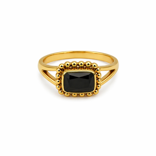 Brass black zircon dot ring