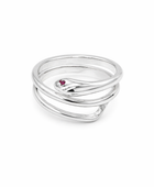 Ring tiny snake ring with red resin eye brass/ s-p