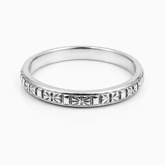Vintage pattern ring brass/ s-p